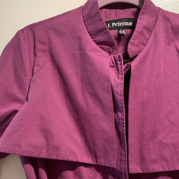 J. Peterman Brushed Cotton Blend Purple Plum Belted Trench Coat - Picture 2 of 8